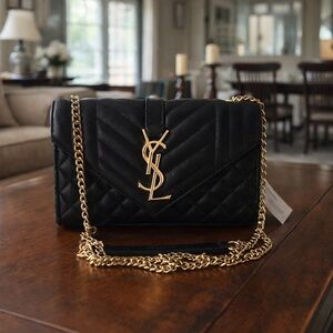 Black Quilted Leather Chain Shoulder Bag | Classic Style